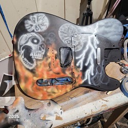 In the works airbrushed custom guitar